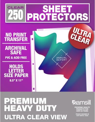 Samsill Ultra Clear Sheet Protectors, 8.5x11 Inch Page Protectors for 3 Ring Binder, Premium Heavy Duty, Letter Size, Top Loading, Acid Free (Pack of 1500) - color: Ultra Clear, size: 1500 Pack, style: Premium Heavy Duty