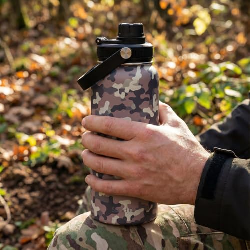 Camouflage Insulated Stainless Steel Water Bottle 32oz, Vacuum Chug Lid Travel Tumbler for Men Friends Dads Grandpa, Birthday Christmas Fathers Day (Desert Camo) - color: Camouflage 4