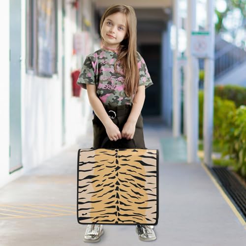 Tigers Stripe Brown Zipper Binder Bag 3 Ring with Shoulder Strap Zippered Binder Fits 13 Inch Laptop File Folder Document Organizer for College Office Supplies - color: Tigers Stripe Brown
