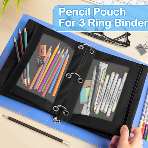 SpringFlower 36 Pack Black Pencil Pouch, Pencil Pouch for 3 Ring Binder for School and Office Supplies with Clear Window with Smooth Zipper Bulk - color: Black