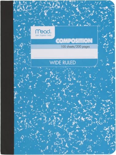 Mead Composition Notebook,Wide Ruled Paper,7-1/2" x 9-3/4",100 Sheets,Blue Marble (09918AY7),(Pack of 12) - color: Blue Marble, size: 12 Pack