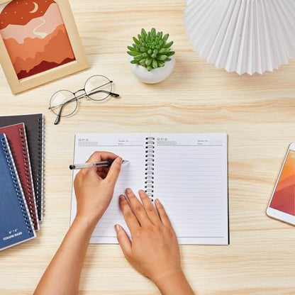 Lewtemi 6 Pack Small Left Handed Notebook 8"x5" Lefty Spiral Notebooks Wire Bound Mini Notebook 50 Sheets College Ruled Paper Journal(Black, Red, Blue) - color: Black, Red, Blue