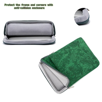 Kinmac 360° Protective Vertical Laptop Sleeve Case Cover Bag (Green Leaves PU, 12.5 inch-13.3 inch) - color: Green Leaves PU, size: 12.5 inch-13.3 inch
