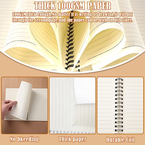 36 Packs A5 Spiral Notebook Hardcover Ruled Notebooks Soft Cover Spiral Journal College Writing Subject Lined Notebook 5.5 x 8.3 Inch 50 Sheets 100 Pages Lined Paper for Office School (Brown)