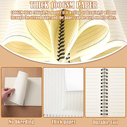 36 Packs A5 Spiral Notebook Hardcover Ruled Notebooks Soft Cover Spiral Journal College Writing Subject Lined Notebook 5.5 x 8.3 Inch 50 Sheets 100 Pages Lined Paper for Office School (Brown)
