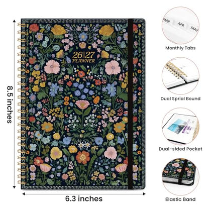 Planner 2026-2027, Academic Planner Weekly and Monthly, Jul 2026 - Jun 2027, Spiral Bound School Planning Tool with Tabs and Pocket, Perfect for Students & Teacher, 6.3" x 8.5", Garden of Whimsy - color: A-Garden of Whimsy, size: 6.3"x8.5" (A5)