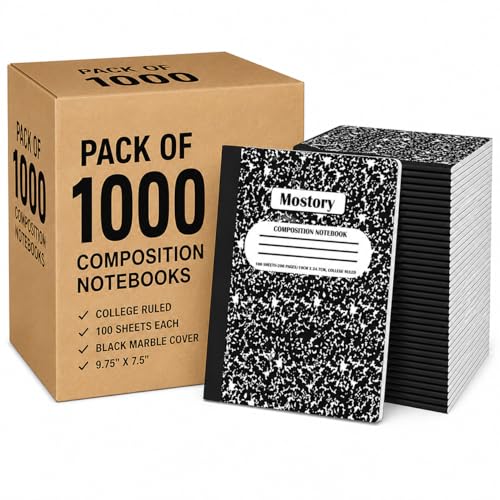 MOSTORY 1000 Pack Bulk Composition Notebook - College Ruled 200 Pages(100 Sheets), Size 7.5" x 9.75", Bulk School Supplies, Office, Bulk Notebooks for School, Writing Journal Notebook with Lined Paper - size: 1000 Pack
