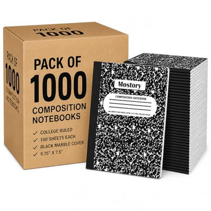 MOSTORY 1000 Pack Bulk Composition Notebook - College Ruled 200 Pages(100 Sheets), Size 7.5" x 9.75", Bulk School Supplies, Office, Bulk Notebooks for School, Writing Journal Notebook with Lined Paper - size: 1000 Pack