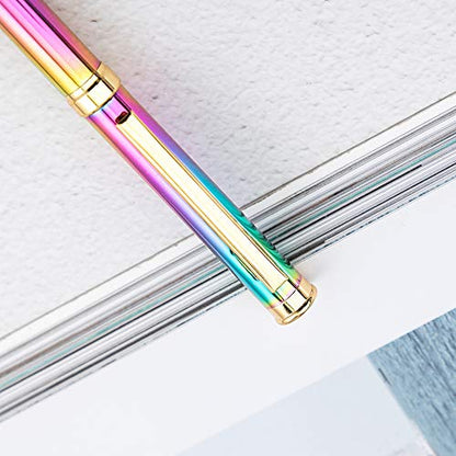 mollensiuer 3 Pieces Rainbow Metal Ballpoint Pen Retractable Crystal Pens Creative Signature Pens with 10 Pcs Replacement Refills for Office Supplies, Decorations, Women Gifts