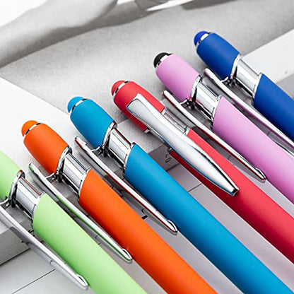 PASISIBICK 8 Pieces Ballpoint Pens with Stylus tip, 2-in-1 Stylus Retractable Ballpoint Pen, Metal Stylus Pen for Touch Screens, 1.0 mm Black Ink - color: 8 Pieces Ballpoint Pens-1