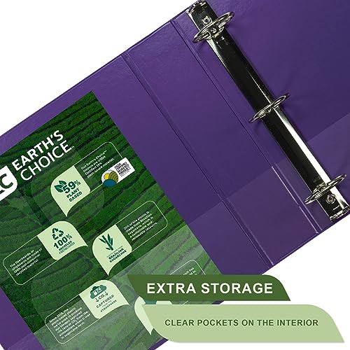 Samsill Plant-Based 2 Inch Durable Round Ring, View Binder, Eco-Friendly, USDA Certified Biobased, 2 Count, Pack of 1, Purple - color: Purple, size: 2", style: 2 Pack