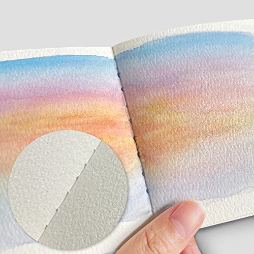 Watercolor Paper Sketchbook,3.9x3.9 Inch Mini Mixed Media Notebook,140lb/300gsm Artist Heavyweight Paper,30 Sheets Small Travel Drawing Journal for Adults,Painting,Watercolors,Art Supplies,Dark Blue - color: 3.9x3.9 inch-300gsm-dark blue