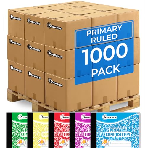 Rosmonde 1000 Pack (Pallet) Composition Notebooks Bulk, Primary Ruled, Pallet of Composition Notebooks, 100 Sheets (200 Pages), 9-3/4 x 7-1/2, Bulk Notebooks for Grades K-2, 4-7 Days Transit - size: 1000 Pack | Express Pallet, style: Primary Ruled - Color