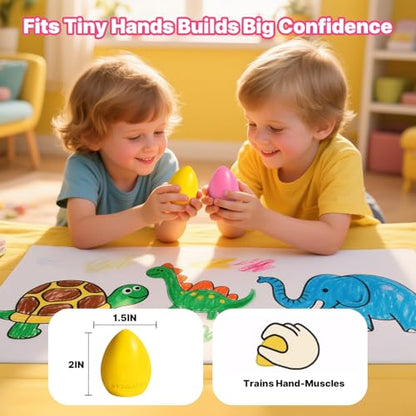 16 Colors Egg Crayons for Toddlers 1-3, Jumbo Crayons Washable Baby crayon with Anti-Roll Flat Bottom & Fruit Patterns, Non-Toxic Art Supplies Gift - color: 16 Colors