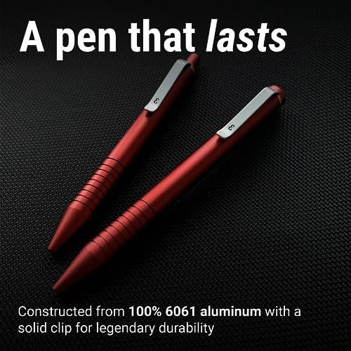 Everyman Crimson Grafton Mini Twist Refillable 0.7mm Gel Ink Pen | Sleek Anodized Aluminum Pocket Pen with Grooved Grip | Smooth Writing EDC Ink Pen for Office, Travel, Work & Gifting - color: Crimson, style: Twist