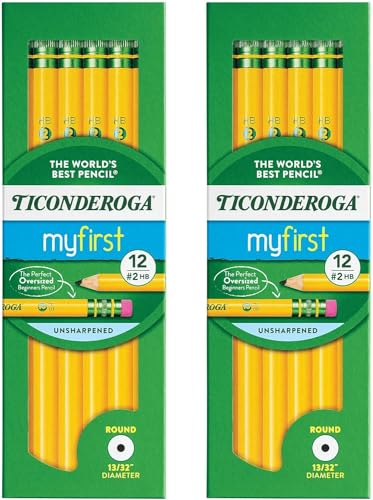 Pack of 2 - Ticonderoga® Beginners' Elementary Pencils, With Eraser, #2 Lead, Yellow Barrel, Pack Of 12 - size: 12 Count (Pack of 2)