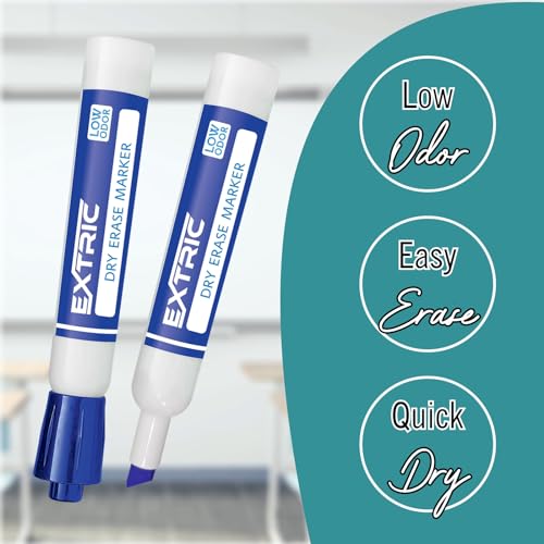 EXTRIC Dry Erase Markers Chisel Tip Set 4 Whiteboard Markers and cleaner - style: Chisel Tip