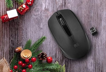 Rii Wireless Noiseless Mouse,2.4G Portable Computer Mice for PC, Laptop, Windows,Office Included Wireless USB dongle (Silent(Black)-New)