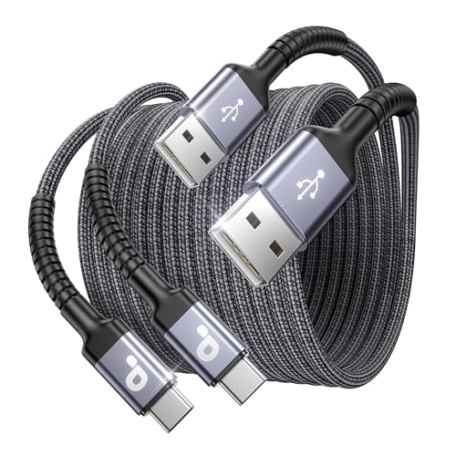 USB A to USB C Cable 15FT Extra Long, USB C Cable Fast Charging, Upgraded | Extra Durable Braided USB C Cord for iPhone 17 16 15 Pro Max/Plus, MacBook Pro, Sam sung Galaxy S10 S9 Plus and More-2Pack - color: Grey, size: 15FT-2Pack, style: USB A to USB C