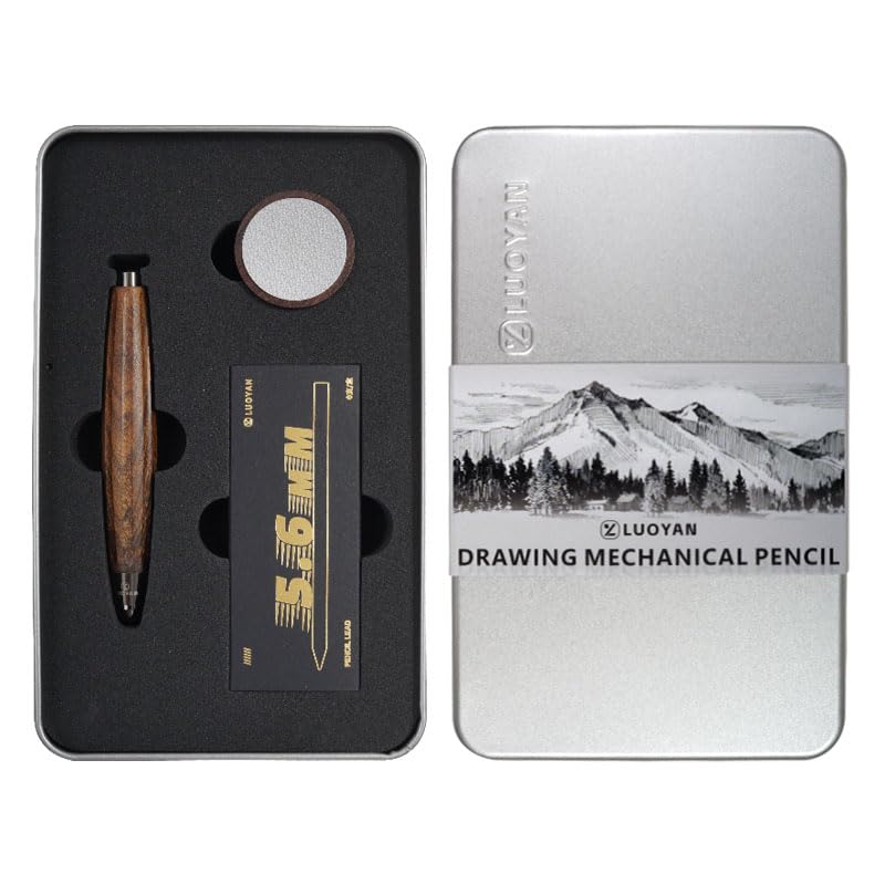 Rosewood Clutch Pencil 5.6mm Lead Holder Gift Set with Sharpener and Box of Leads, Chubby Octagonal Barrel Wooden Sketching & Drawing Pencil for Artists (Rosewood Octagonal Barrel) - style: Rosewood Octagonal Barrel