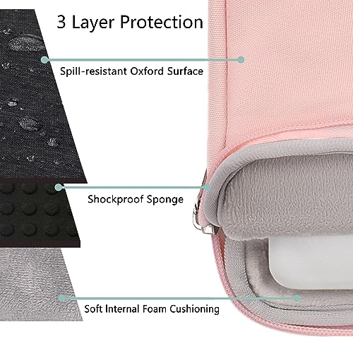 Voova Laptop Sleeve Carrying Case 13 13.6 Inch Compatible with MacBook Air 13 M1/M2/M3/M4, MacBook Pro 13/14, IPad Pro 13, Waterproof Slim Computer Cover Bag, Sakura Pink - color: Sakura Pink, size: 12.6-13.6 Inch