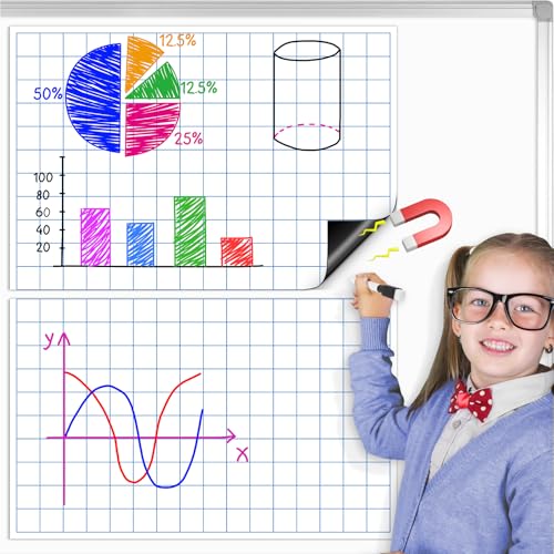 Magnetic Graph Grid Paper,21.3" x 16.5" Dry Erase Chart Paper for Whiteboard Homeschool Essentials Teacher Must Haves,Math Classroom Teaching Supplies