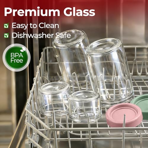 16+4 oz Glass Parfait Cups with Lids 2 Pack Yogurt To Go Containers | Dry Wet Separation, Overnight Oats Containers,Chia Pudding,Nuts, Fruit,Granola Toppings,Meal Prep Jars - color: Mixed color 4