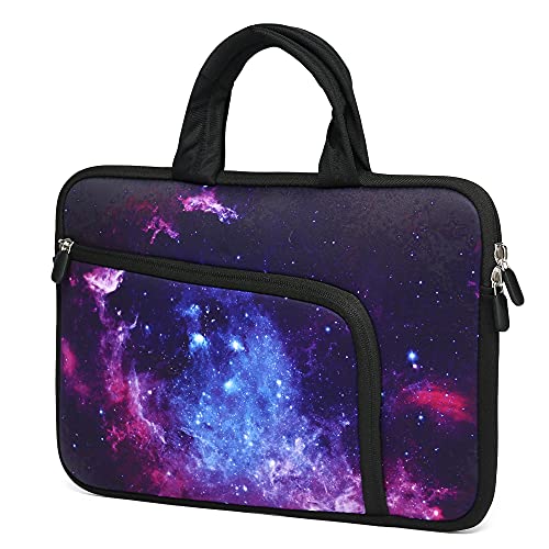 11.6" 12.2 inches Laptop Sleeve Chromebook Case Ultrabook Case Notebook Sleeve PC Messenger Bag Tablet Case Neoprene Handle Sleeve for Adult Men Women, Two Pockets (Purple Galaxy) - color: Purple Galaxy