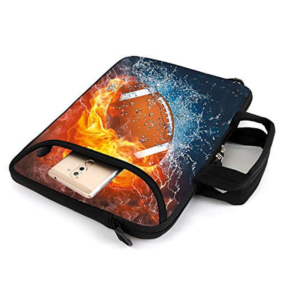 AMARY 13" 13.3" laptop sleeve chromebook case adjustable shoulder strap with handle accessory pocket (Football) - color: Football