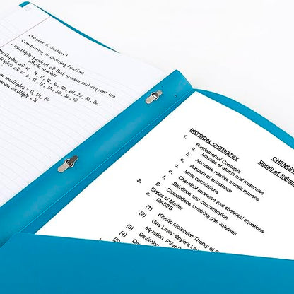 Five Star 2 Pocket Folders, 4 Pack, Plastic Folders with Prong Fasteners, Holds 11” x 8-1/2”, Tidewater Blue, White, Amethyst Purple, Harvest Yellow (38136) - color: Trend, size: 4 Pack