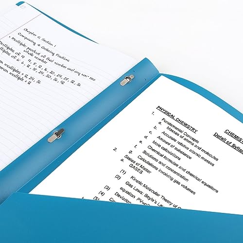 Five Star 2 Pocket Folders, Plastic Folders with Prong Fasteners, Holds 11” x 8-1/2”, Tidewater Blue, White, Amethyst Purple, Harvest Yellow (38136) (Pack of 24) - color: Trend, size: 24 Pack