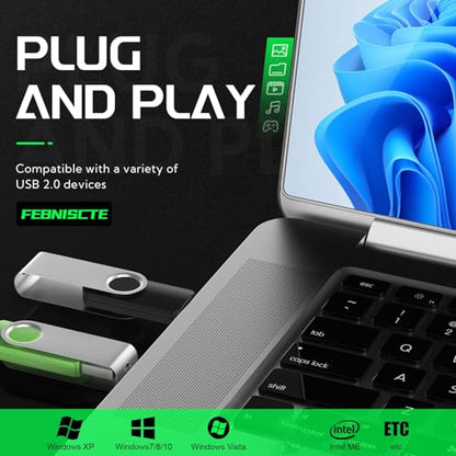 FEBNISCTE 8GB USB 3.0 Flash Drive Bulk 10 Pack Thumb Drives - Foldable 8 GB USB3.0 Memory Stick Data Storage Multipack Zip Drives - Portable Jump Drive Gift Multi-Coloured Pen Drive with 10pcs Rope