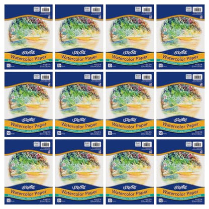 UCREATE 140 lb. Watercolor Paper, White, 9" x 12", 50 Sheets/Pack, 12 Packs | Super Heavyweight, Acid Free, Wet and Mixed Media - size: 9" x 12" (Pack of 12)