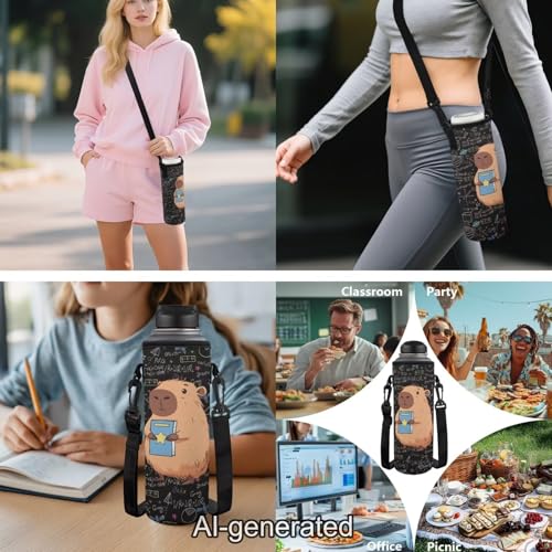 Cartoon Capybara Kids Backpack Set 5 Pieces with Lunch Bag Pencil Case and Bottle Sleeve Large Capacity School Bag for Girls Boys and Travel - color: Cartoon Capybara