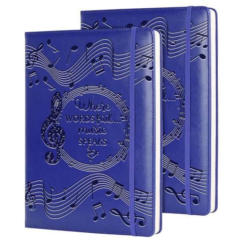 Music Gift 2 PCS Blank Sheet Music Notebook Where Words Fail Music Speaks Gift Manuscript Paper Notebook (2pcs Music -Purple) - color: 2pcs Music -Purple