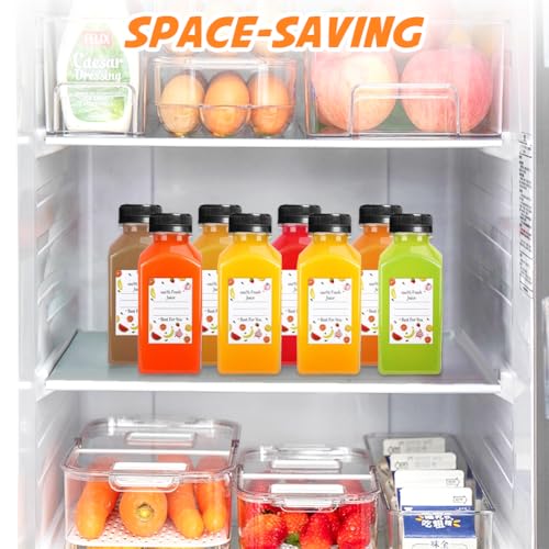 Leaflai Juice Bottles - 8oz Bottles with Lids, 12 pcs Plastic Juice Containers with Caps Reusable Drink Containers for Juice Milk Coffee Water Smoothie and Other Beverages,Christmas gift - size: 8oz