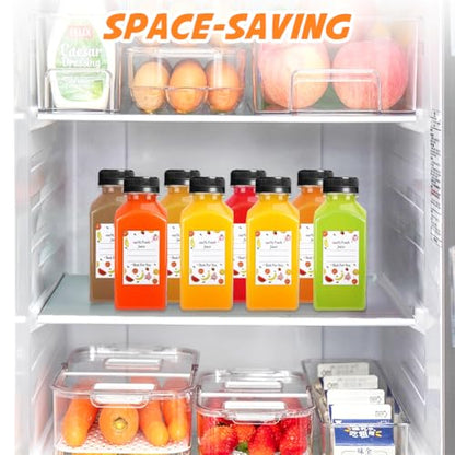 Leaflai Juice Bottles - 8oz Bottles with Lids, 12 pcs Plastic Juice Containers with Caps Reusable Drink Containers for Juice Milk Coffee Water Smoothie and Other Beverages,Christmas gift - size: 8oz
