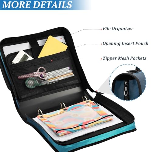 Personalized Sea Turtle D-Ring Binder Bag Multi-Pocket Zipper Organizer with Handle and Detachable Shoulder Strap Holds 500 Sheets for School Office Supplies - color: Dhb-007