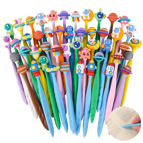 48 Pcs Cute Space Bobblehead Eraser for Pencils Kawaii Erasers Cute School Supplies Fun Planet Rocket Moon Spaceship Astronaut Shape Erasers Back to School Supplies Birthday Classroom Gifts - style: Space