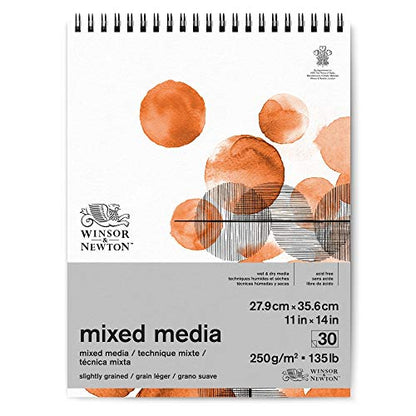 Winsor & Newton Professional Mixed Media Pad, 11" x 14", 30 Sheets, 250gsm, White - size: 11" x 14", style: Mixed Media Pad - White