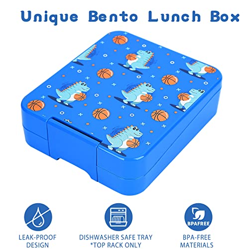 Bento Lunch Box Set for Kids with 10oz Soup Thermo, Leak-Proof Lunch Containers with 4 Compartment, Kids Thermo Hot Food Jar and Insulated Lunch Bag for Kid to School,BPA-Free(Basketball) - color: Basketball
