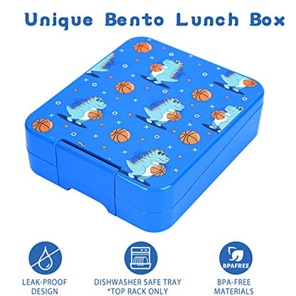 Bento Lunch Box Set for Kids with 10oz Soup Thermo, Leak-Proof Lunch Containers with 4 Compartment, Kids Thermo Hot Food Jar and Insulated Lunch Bag for Kid to School,BPA-Free(Basketball) - color: Basketball