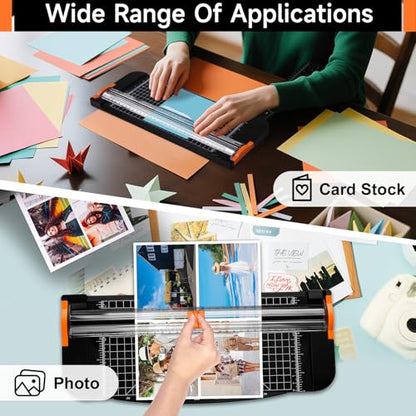 TECKWRAP Paper Cutter & A4 Trimmer – Straight Cutter for Paper with Craft Tool Kit, Squeegee, Removal Pen & Tweezers for Scrapbooking, DIY Crafts, Card Making, Labels, Gift Cards, Cardstock & Photos