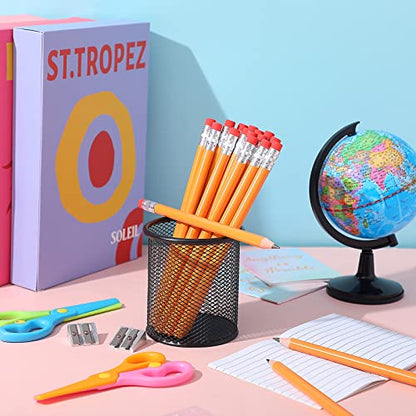 Fainne 48 Pcs Fat Pencils Jumbo Big Thick Large Pencils and 3 Pieces Sharpeners for Kids Beginners Preschoolers Kindergarten School Office Supplies(Orange+Silver,Round) - color: Orange+Silver, style: Round