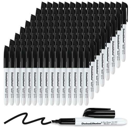 Dabo&Shobo Dry Erase Markers Bulk, 120 Count Black Whiteboard Markers, Low Odor Dry Erase Markers, Chisel Tip, Suitable for School, Office, or Home
