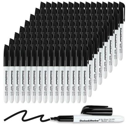Dabo&Shobo Dry Erase Markers Bulk, 120 Count Black Whiteboard Markers, Low Odor Dry Erase Markers, Chisel Tip, Suitable for School, Office, or Home