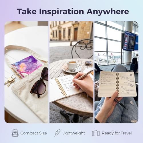 BOOKNOW 4PCS Mini Spiral Notepads, Pocket Marble Notebooks A6 Small Spiral Journal College Ruled Hardcover Notepads for Women Aesthetic Gift Office School Supplies, 4.1x 5.8 Inch, 640 Pages