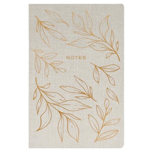 Sweet Water Decor Gold Fabric Notes Journal, Lined Pages, Hardcover Notebook with Satin Ribbon Bookmark, Elegant Neutral Design for Office, Work, School or Personal Writing 200 Lined Pages (8.25" x 5.75") - style: Gold Leaf Notes