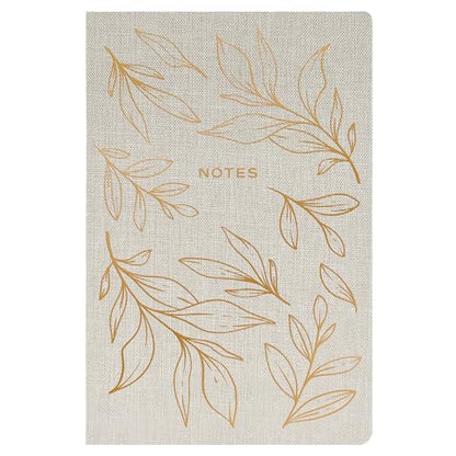 Sweet Water Decor Gold Fabric Notes Journal, Lined Pages, Hardcover Notebook with Satin Ribbon Bookmark, Elegant Neutral Design for Office, Work, School or Personal Writing 200 Lined Pages (8.25" x 5.75") - style: Gold Leaf Notes