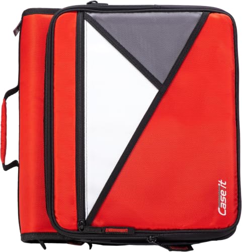 Case-it The Universal 2.0 Zipper Binder -1.5 Inch D-Ring - Removable Padded Pocket Holds Up to 13" Laptop/Tablet - Multiple Pockets - 350 Page Capacity - Comes with Shoulder Strap - Fire Red LT-207 - color: Fire Red, size: 6 Pack